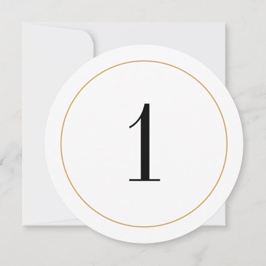 Elegante Shimmer Gold Circle Tischnummer 1 Card (Rückseite)
