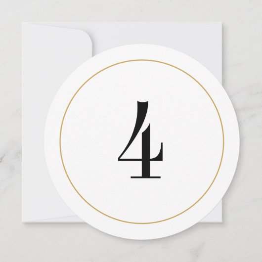 Elegante Shimmer Gold Circle Tischnummer 4 Card (Rückseite)