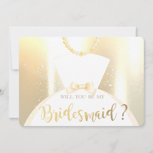 Elegante Shiny Gold Bride Dress Bridesmaid Card Einladung (Vorderseite)