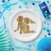 Elegante Shiny Golden Angel Himmlisch White Pappteller (Party)