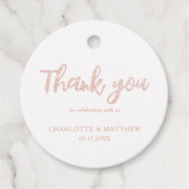 Elegante Shiny Rose Gold Glitzer Gastgeschenk Hoch Geschenkanhänger