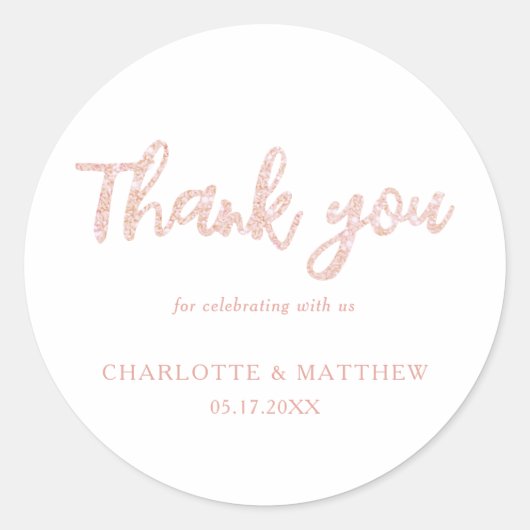 Elegante Shiny Rose Gold Glitzer Wedding Runder Aufkleber (Vorderseite)