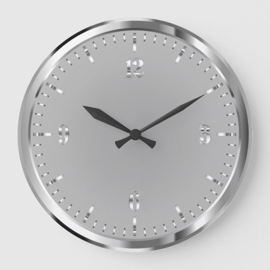 Elegante Shiny Silver Acrylic Wall Clock Große Wanduhr (Vorderseite)