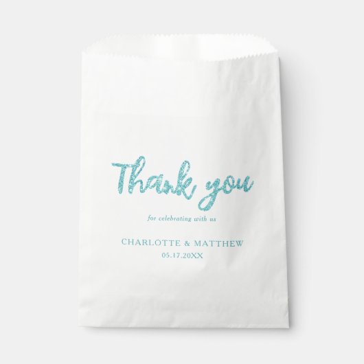 Elegante Shiny Turquoise Glitzer Gastgeschenk Hoch Geschenktütchen (Vorderseite)