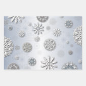 Elegante Shiny Winter Schneeflocken auf Silber Geschenkpapier Set (Vorderseite 2)