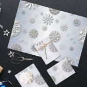 Elegante Shiny Winter Schneeflocken auf Silber Geschenkpapier Set