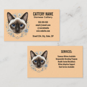 Elegante Siamesen-Katzenzucht Minimalistisches Des Visitenkarte