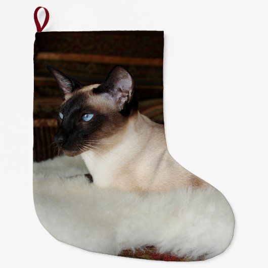 Elegante siamesische Katze Großer Weihnachtsstrumpf (Vorderseite)