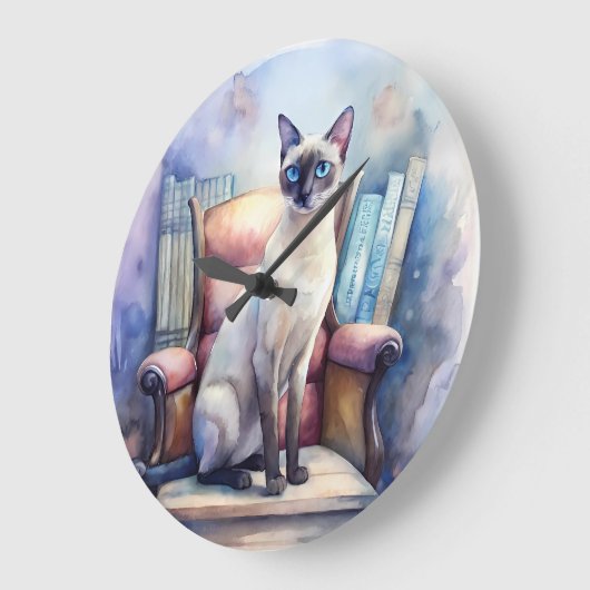 Elegante siamesische Katze mit antikem Charme - Vi Große Wanduhr (Winkel)
