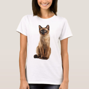 Elegante siamesische Katze mit blauen Augen Porträ T-Shirt