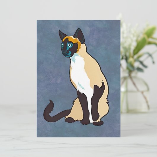 Elegante Siameskatze Einladung (Stehend Vorderseite)