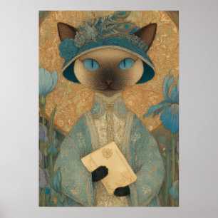 Elegante Siamkatze im Jugendstil Poster
