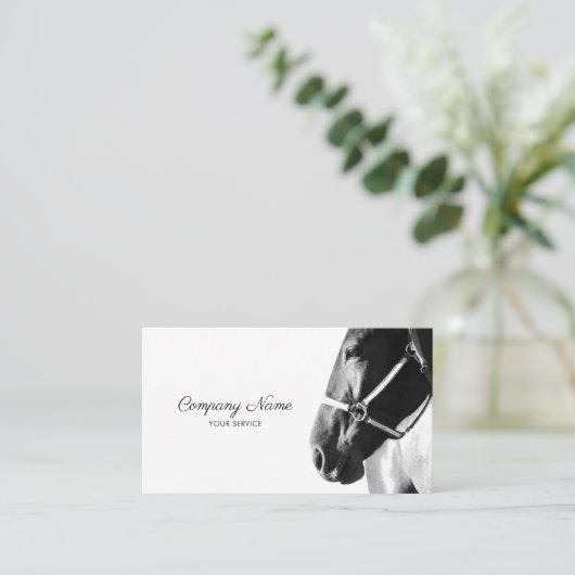 Elegante Side Horse Head White Business Card Visitenkarte (Stehend Vorderseite)