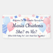 Elegante „Sie oder Er?“ Gender Reveal Ballons Banner (Horizontal)