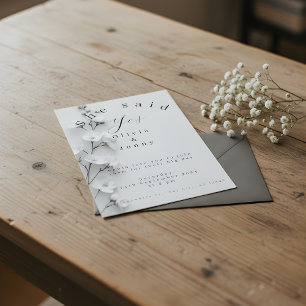 Elegante "Sie sagte Ja" Verlobungs-/Hochzeitseinla Dankeskarte