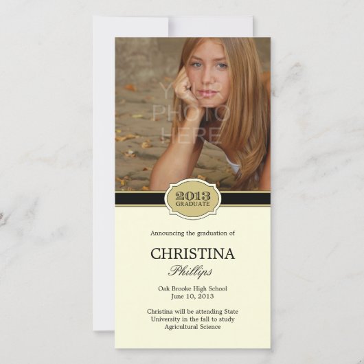 Elegante Siegel Abschluss Ankündigung Foto-Karte (Vorderseite)