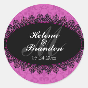 Elegante Siegel für Hochzeiten von Lace & Damask Runder Aufkleber