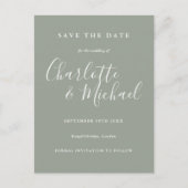 Elegante Signatur Hochzeit Speichern Sie die Datum Postkarte (Vorderseite)