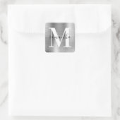 Elegante Signatur Moderne Monogramm-Silberfolie Quadratischer Aufkleber (Tasche)
