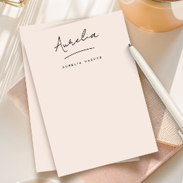 Elegante Signatur Personalisiert Stationery Blush Mitteilungskarte