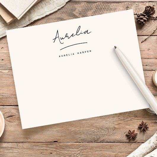 Elegante Signatur Personalisiert Stationery Elfenb Mitteilungskarte