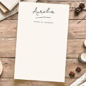 Elegante Signatur Personalisiert Stationery Elfenb Mitteilungskarte
