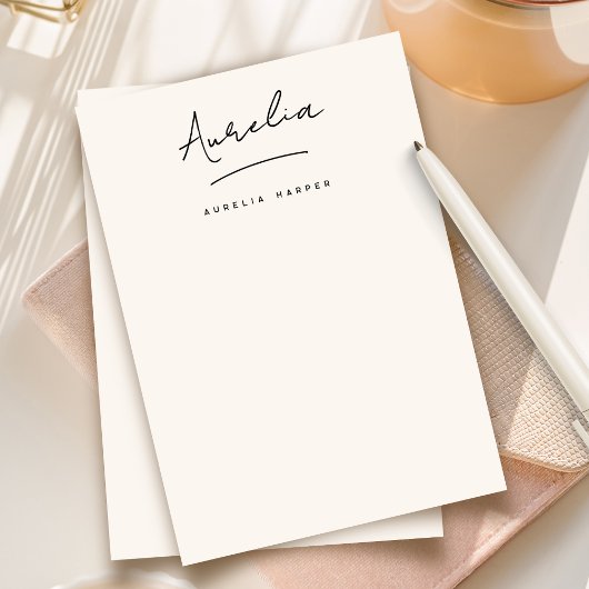 Elegante Signatur Personalisiert Stationery Elfenb Mitteilungskarte