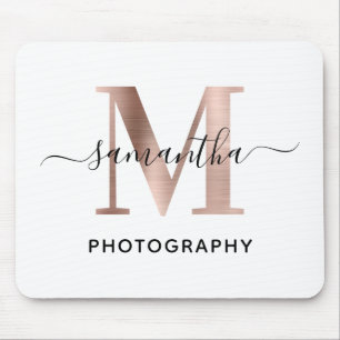 Elegante Signatur Rose Gold M Monogramm-Logo Mousepad