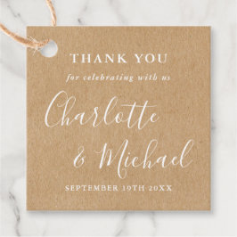 Elegante Signatur Rustic Kraft Vielen Dank Geschenkanhänger