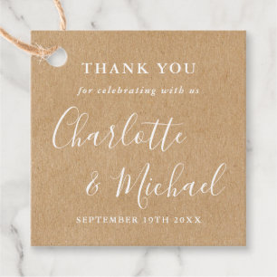 Elegante Signatur Rustic Kraft Vielen Dank Geschenkanhänger