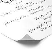 Elegante Signature Cocktail Drink Black Calligraph Poster (Ecke)