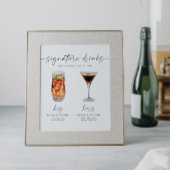 Elegante Signature Drinks Hochzeitssymbol für Bar Poster