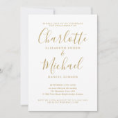 Elegante Signature Gold Script Engagement Party Einladung (Vorderseite)