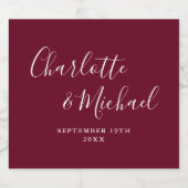 Elegante Signature Script Burgundy Hochzeit Bierflaschenetikett (Einzelnes Label)