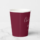Elegante Signature Script Burgundy Hochzeit Pappbecher (Rechts)