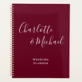 Elegante Signature Script Burgundy Hochzeit Planer (Vorderseite)