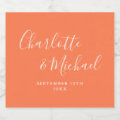 Elegante Signature Script Coral Hochzeit Bierflaschenetikett (Einzelnes Label)