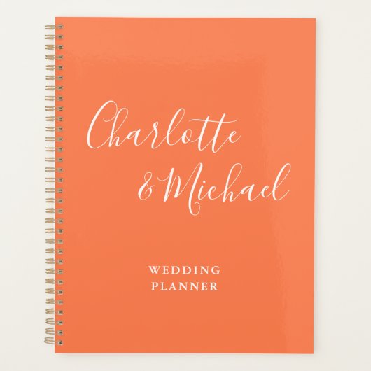 Elegante Signature Script Coral Hochzeit Planer (Vorderseite)
