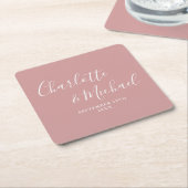 Elegante Signature Script Dusty Rose Hochzeit Rechteckiger Pappuntersetzer (angewinkelt)