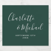Elegante Signature Script Emerald Green Wedding Bierflaschenetikett (Einzelnes Label)