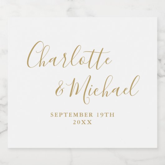 Elegante Signature Script Gold-Hochzeit Bierflaschenetikett (Einzelnes Label)