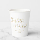 Elegante Signature Script Gold-Hochzeit Pappbecher (Vorderseite)
