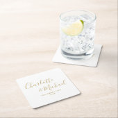 Elegante Signature Script Gold-Hochzeit Rechteckiger Pappuntersetzer (Vor Ort)