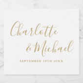 Elegante Signature Script Gold-Hochzeit Schaumweinetikett (Einzelnes Label)