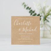 Elegante Signature Script Hochzeit rustikale Kraft Einladung (Stehend Vorderseite)