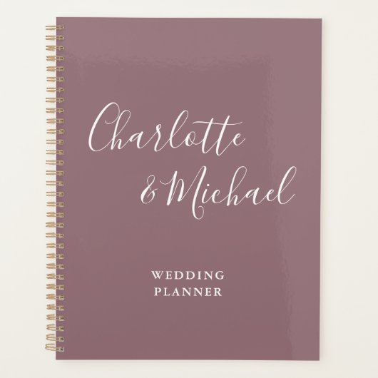 Elegante Signature Script Mauve Wedding Planer (Vorderseite)
