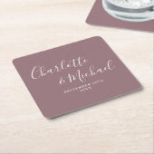 Elegante Signature Script Mauve Wedding Rechteckiger Pappuntersetzer (angewinkelt)