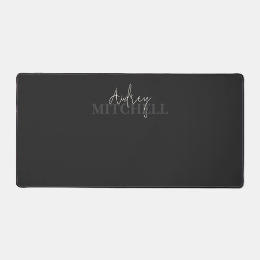 Elegante Signature Script Monogram Black Schreibtischunterlage (Vorderseite)