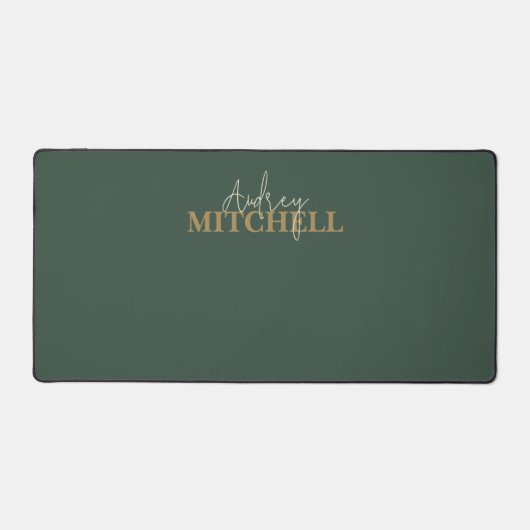 Elegante Signature Script Monogram Green Schreibtischunterlage (Vorderseite)