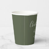 Elegante Signature Script Olive Green Wedding Pappbecher (Rechts)